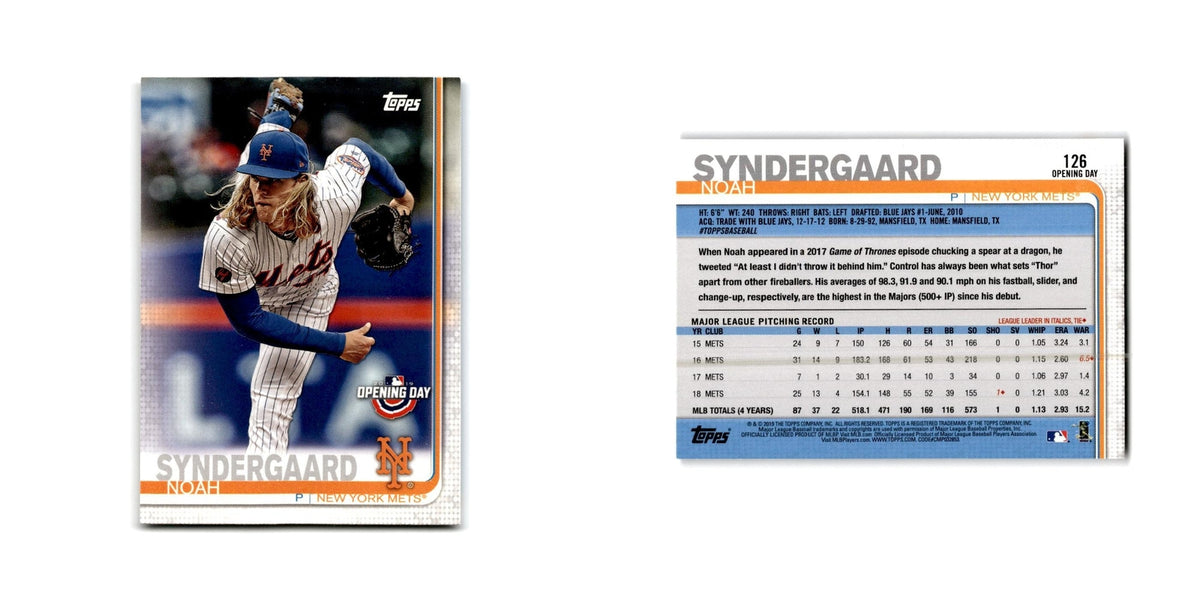 Noah Syndergaard Opening Day 2019 Topps #126 New York Mets Baseball Card NM