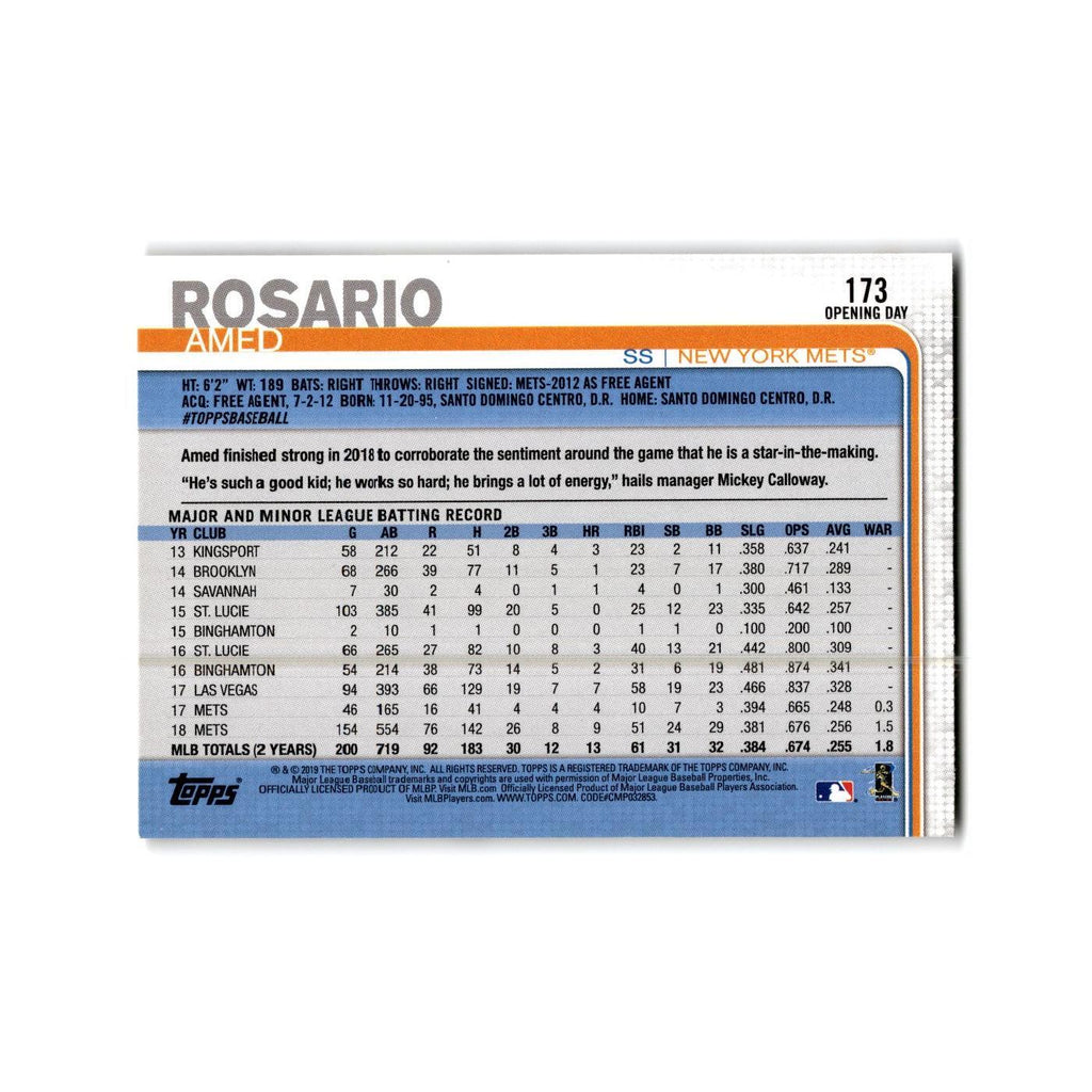 Amed Rosario Opening Day 2019 Topps #173 New York Mets Baseball Card NM