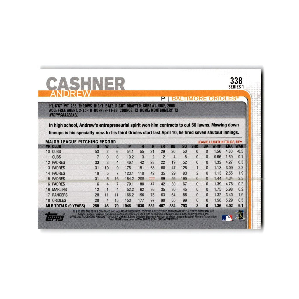 Andrew Cashner 2019 Topps #338 Baltimore Orioles Baseball Card NM