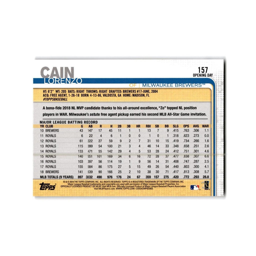 Lorenzo Cain Opening Day 2019 Topps #157 Milwaukee Brewers Baseball Card NM