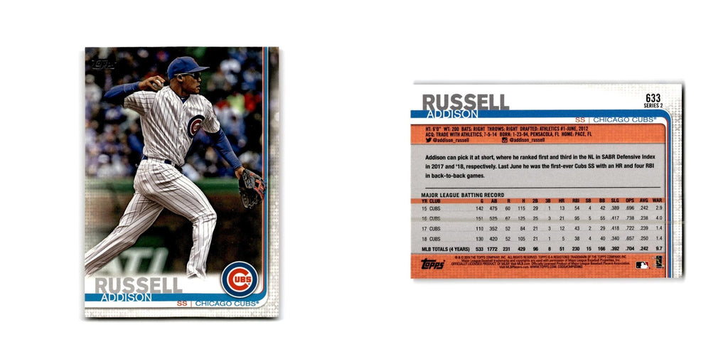 Addison Russell 2019 Topps #633 Chicago Cubs Baseball Card NM