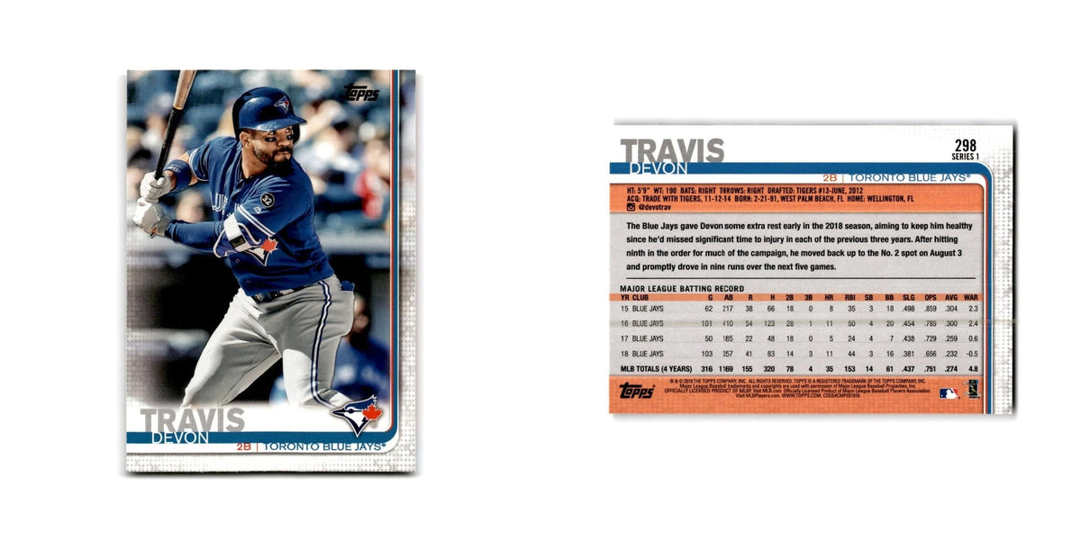 Devon Travis 2019 Topps #298 Toronto Blue Jays Baseball Card NM