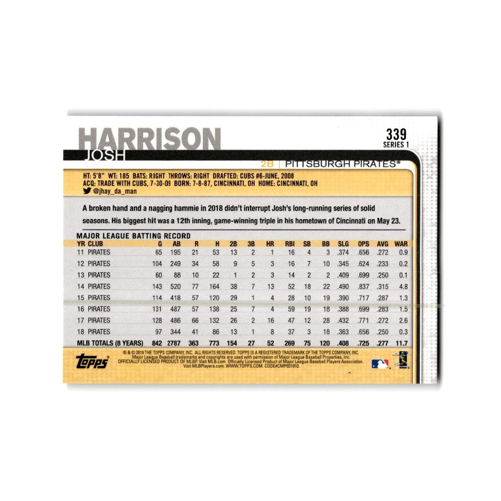 Josh Harrison 2019 Topps #339 Pittsburgh Pirates Baseball Card NM