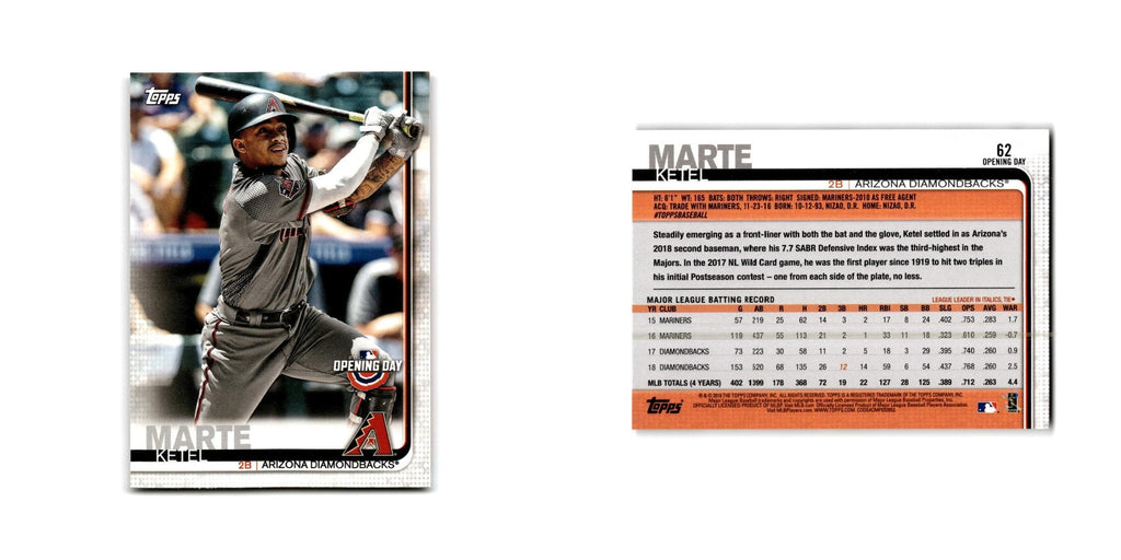 Ketel Marte Opening Day 2019 Topps #62 Arizona Diamondbacks Baseball Card NM