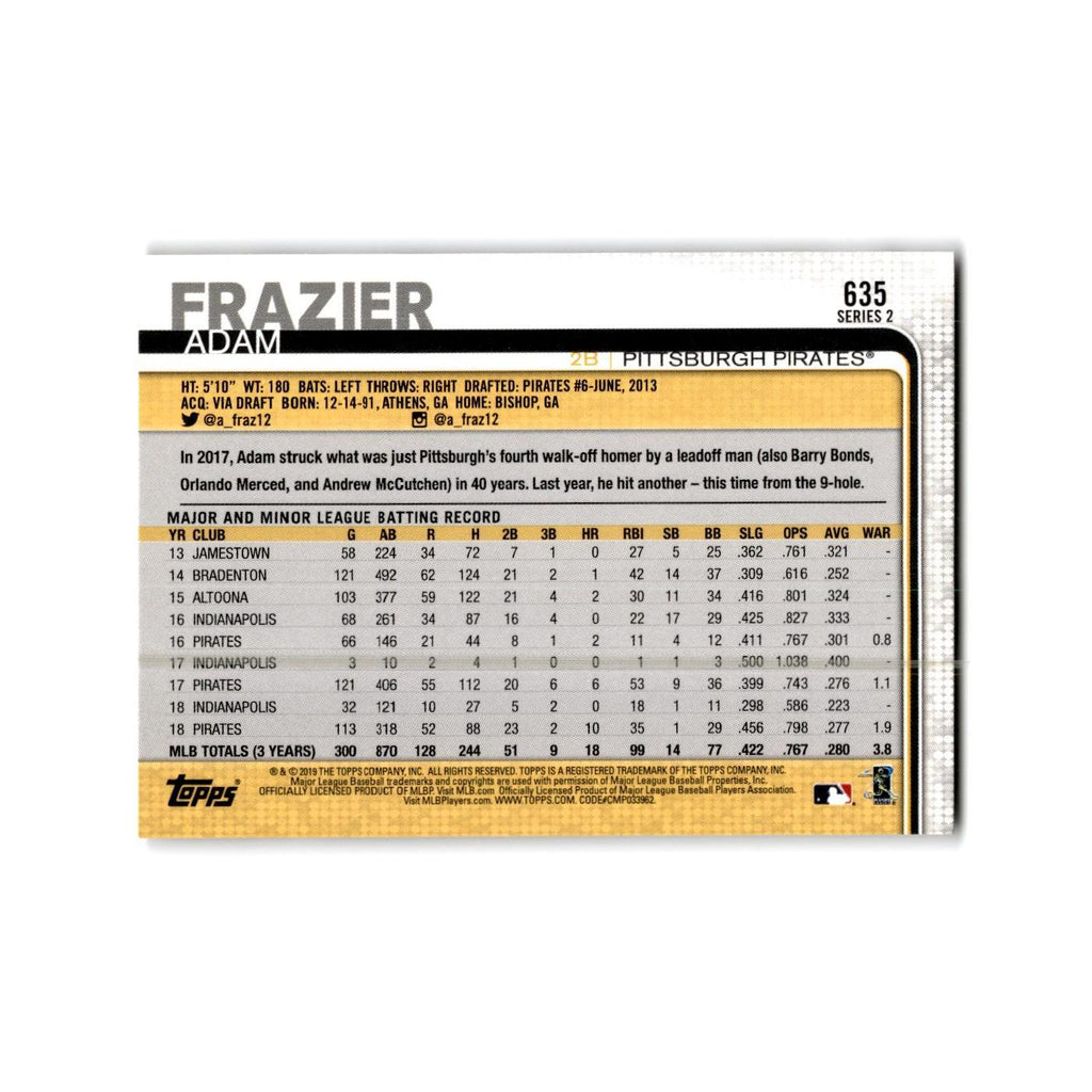 Adam Frazier 2019 Topps #635 Pittsburgh Pirates Baseball Card NM