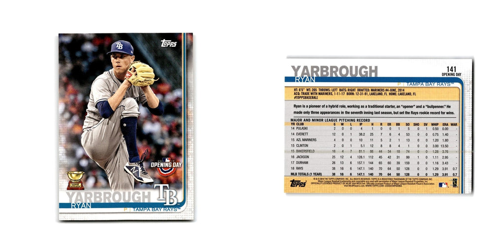 Ryan Yarbrough Opening Day 2019 Topps #141 Tampa Bay Rays Baseball Card NM