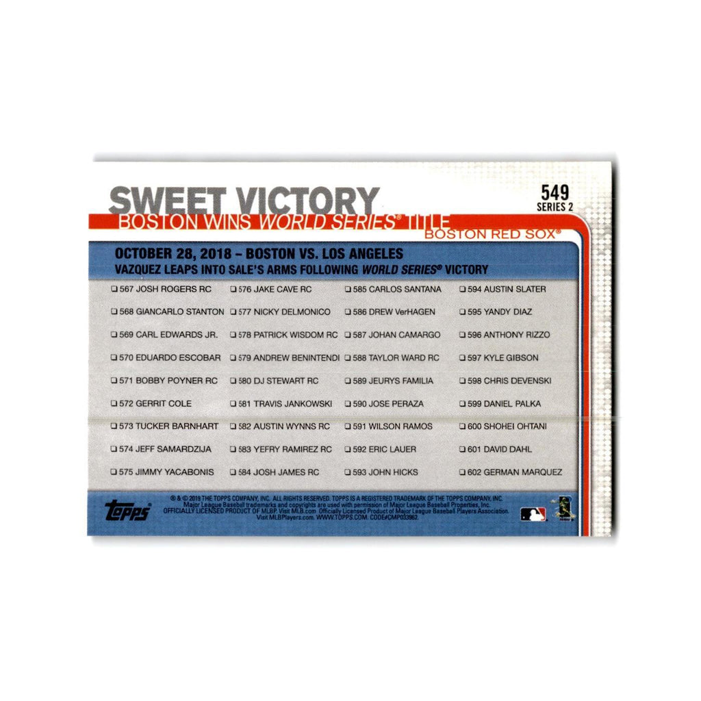 Sweet Victory 2019 Topps #549 Boston Red Sox Baseball Card NM