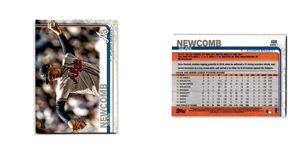 Sean Newcomb 2019 Topps #408 Atlanta Braves Baseball Card NM