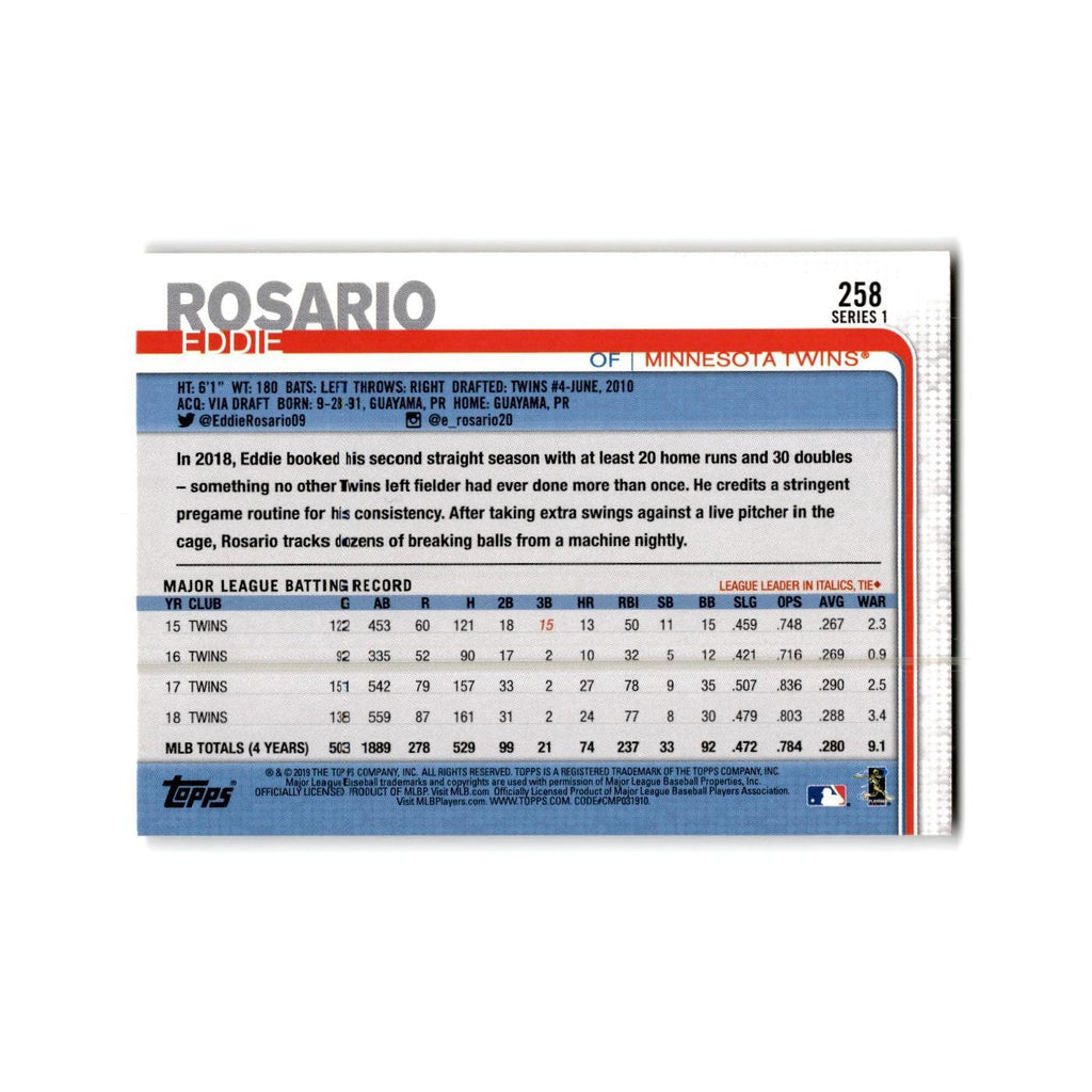 Eddie Rosario 2019 Topps #258 Minnesota Twins Baseball Card NM