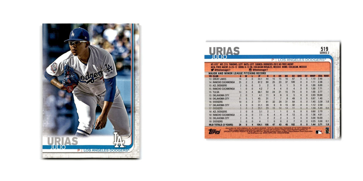 Julio Urias 2019 Topps #519 Los Angeles Dodgers Baseball Card NM