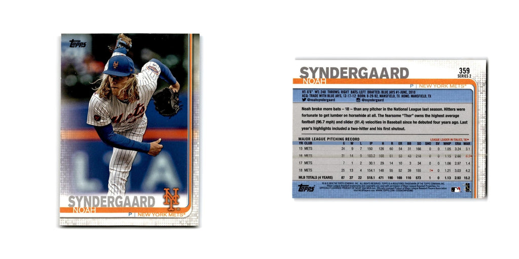 Noah Syndergaard 2019 Topps #359 New York Mets Baseball Card NM