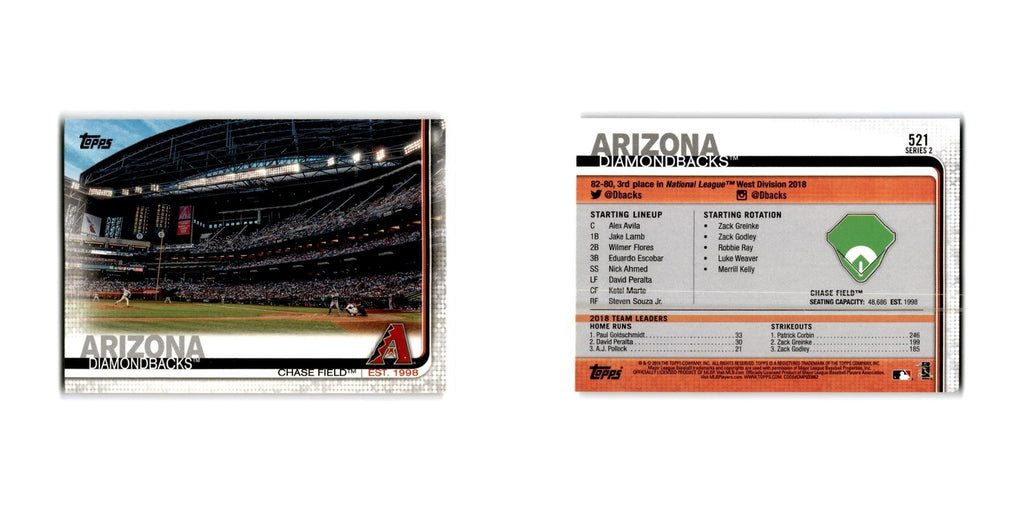 Chase Field 2019 Topps #521 Arizona Diamondbacks Baseball Card NM