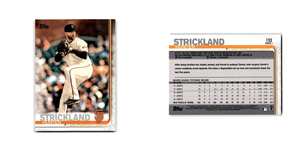Hunter Strickland 2019 Topps #153 San Francisco Giants Baseball Card NM