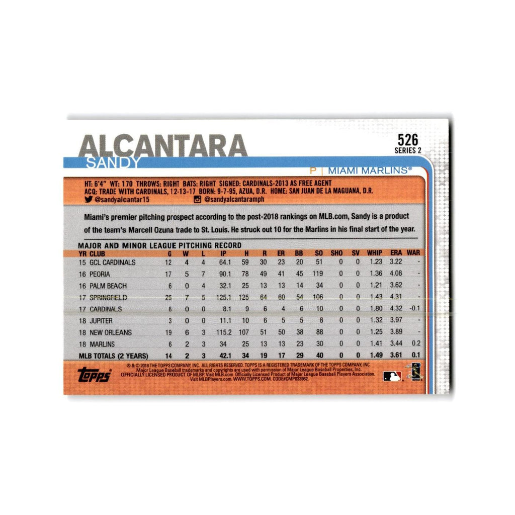 Sandy Alcantara 2019 Topps #526 Miami Marlins Baseball Card NM