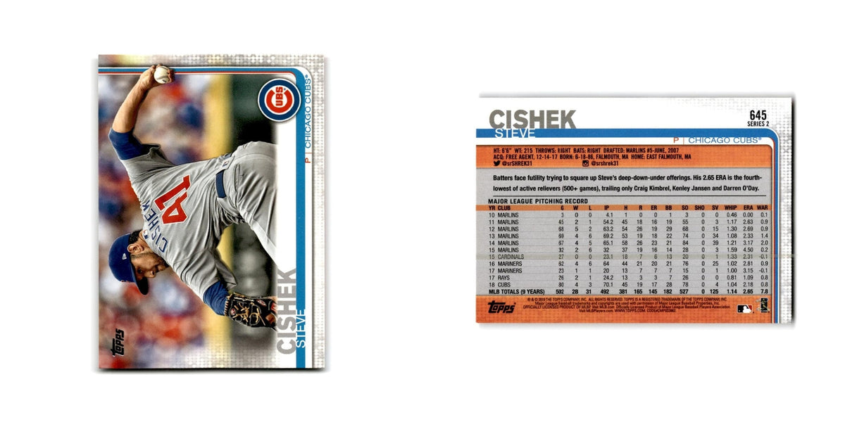 Steve Cishek 2019 Topps #645 Chicago Cubs Baseball Card NM