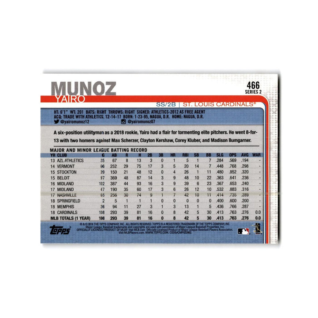 Yairo Munoz 2019 Topps #466 St. Louis Cardinals Baseball Card NM