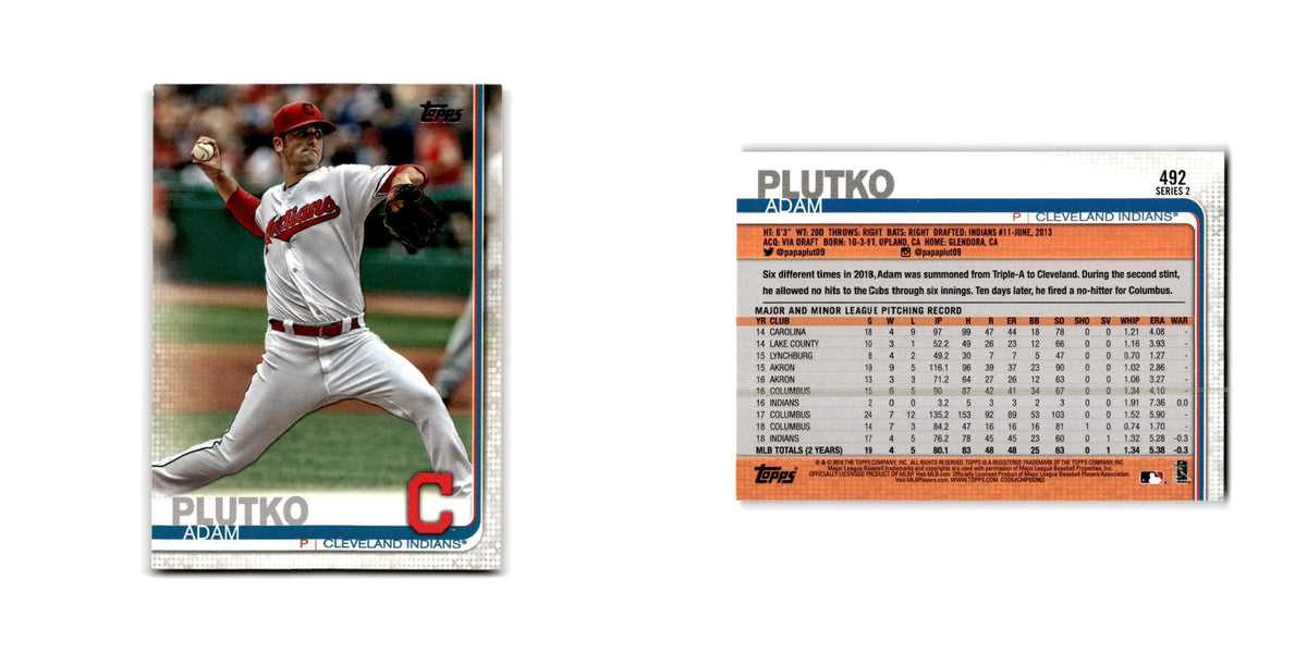 Adam Plutko 2019 Topps #492 Cleveland Indians Baseball Card NM