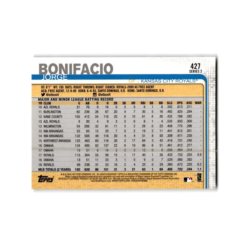 Jorge Bonifacio 2019 Topps #427 Kansas City Royals Baseball Card NM