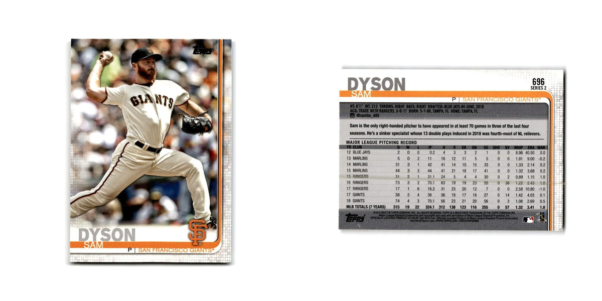 Sam Dyson 2019 Topps #696 San Francisco Giants Baseball Card NM