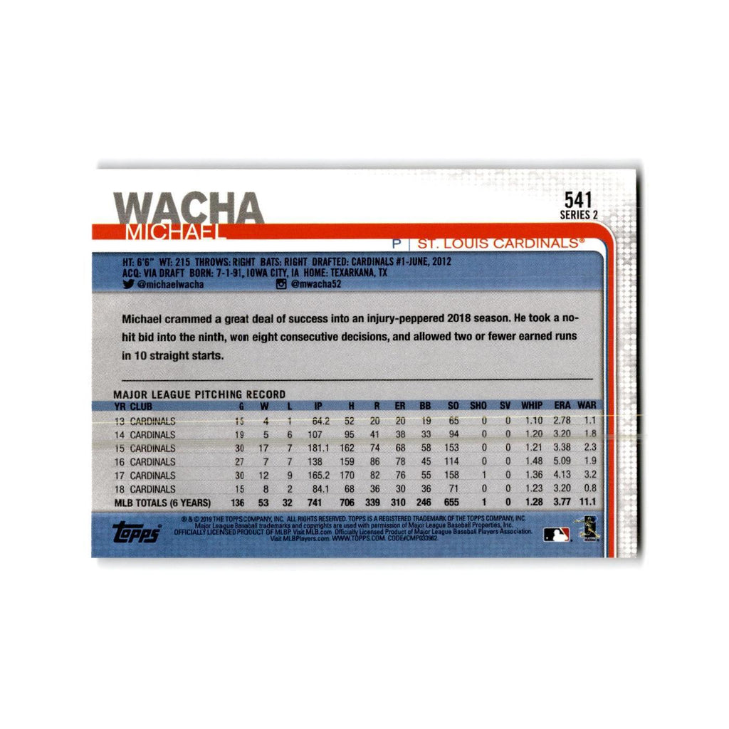 Michael Wacha 2019 Topps #541 St. Louis Cardinals Baseball Card NM