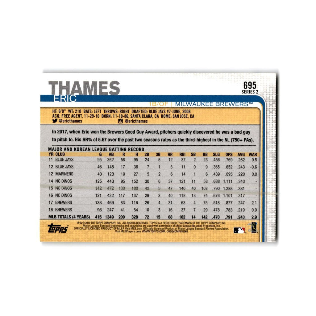 Eric Thames 2019 Topps #695 Milwaukee Brewers Baseball Card NM