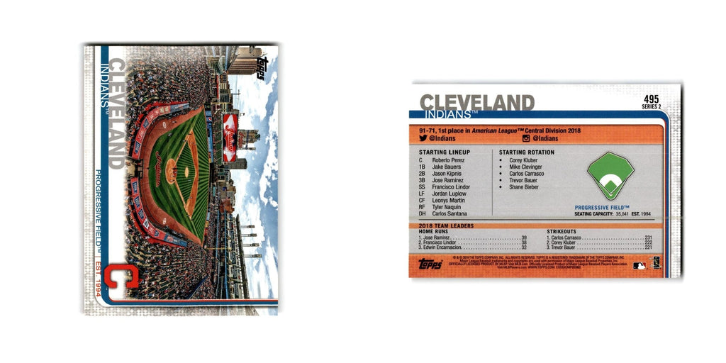 Progessive Field 2019 Topps #495 Cleveland Indians Baseball Card NM