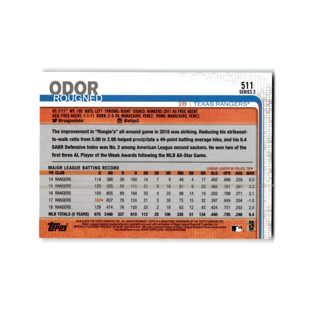 Rougned Odor 2019 Topps #511 Texas Rangers Baseball Card NM