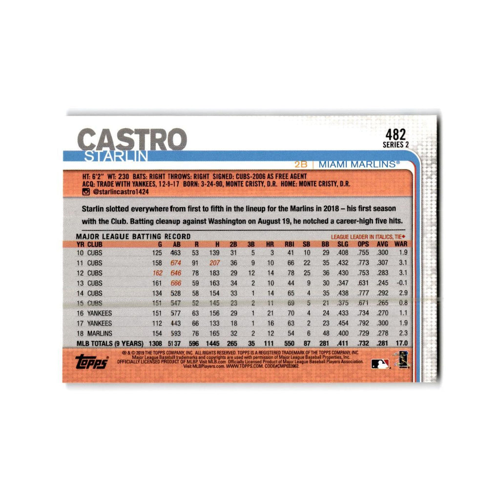Starlin Castro 2019 Topps #482 Miami Marlins Baseball Card NM