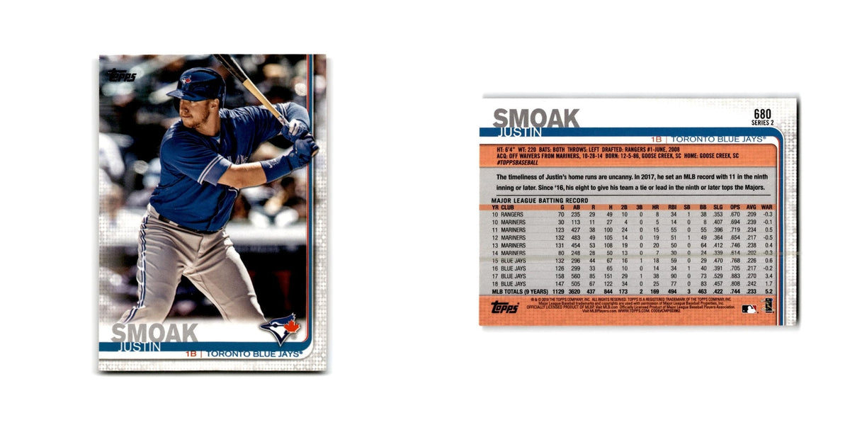 Justin Smoak 2019 Topps #680 Toronto Blue Jays Baseball Card NM