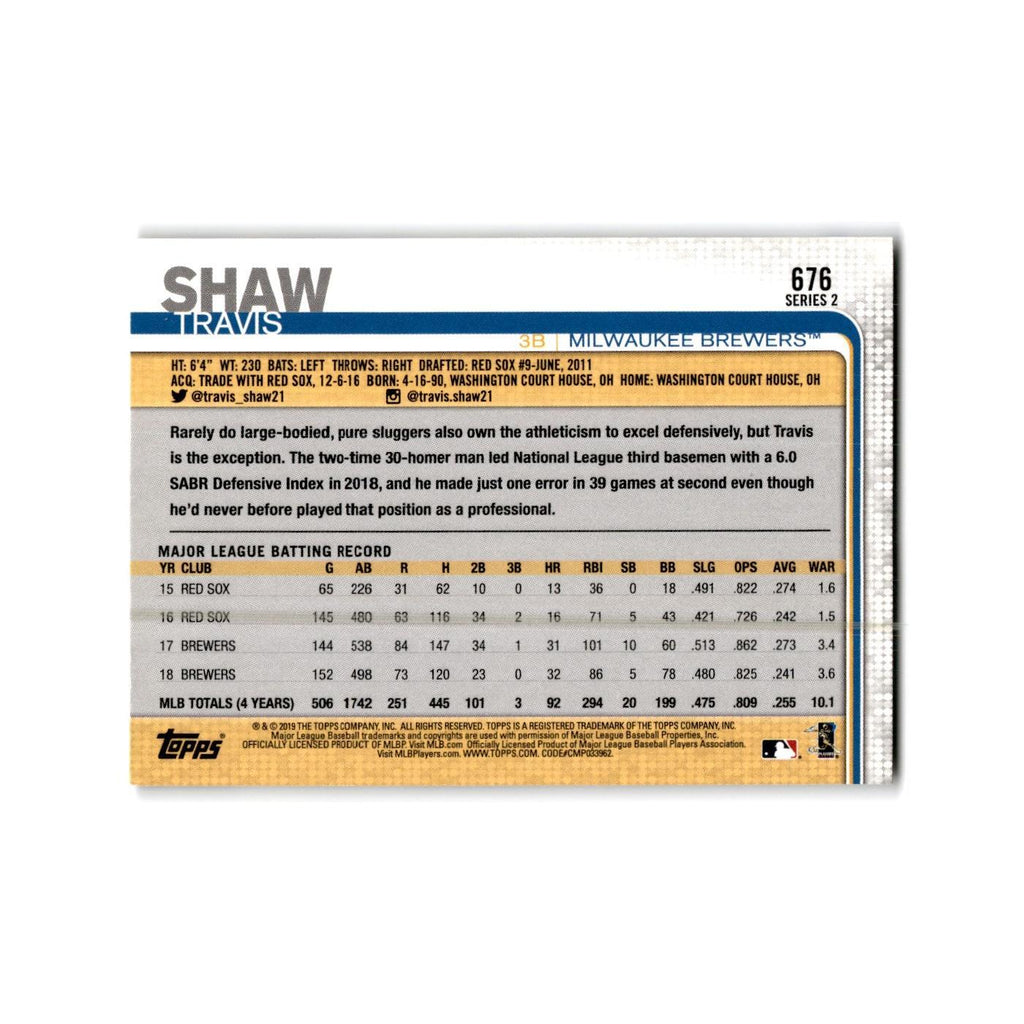 Travis Shaw 2019 Topps #676 Milwaukee Brewers Baseball Card NM