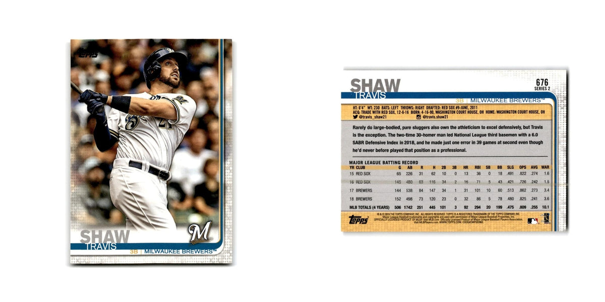 Travis Shaw 2019 Topps #676 Milwaukee Brewers Baseball Card NM