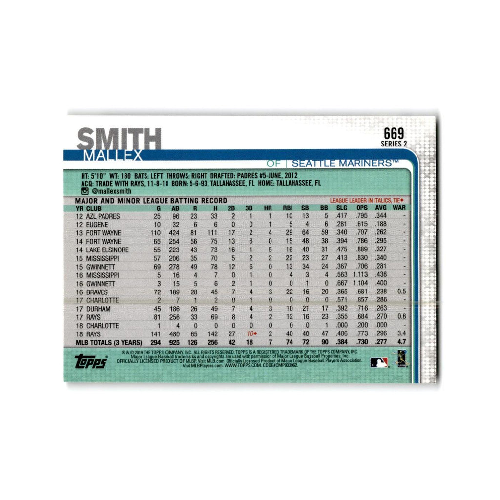 Mallex Smith 2019 Topps #669 Seattle Mariners Baseball Card NM