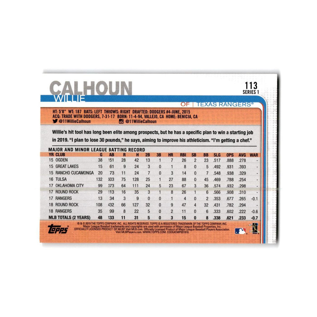 Willie Calhoun 2019 Topps #113 Texas Rangers Baseball Card NM