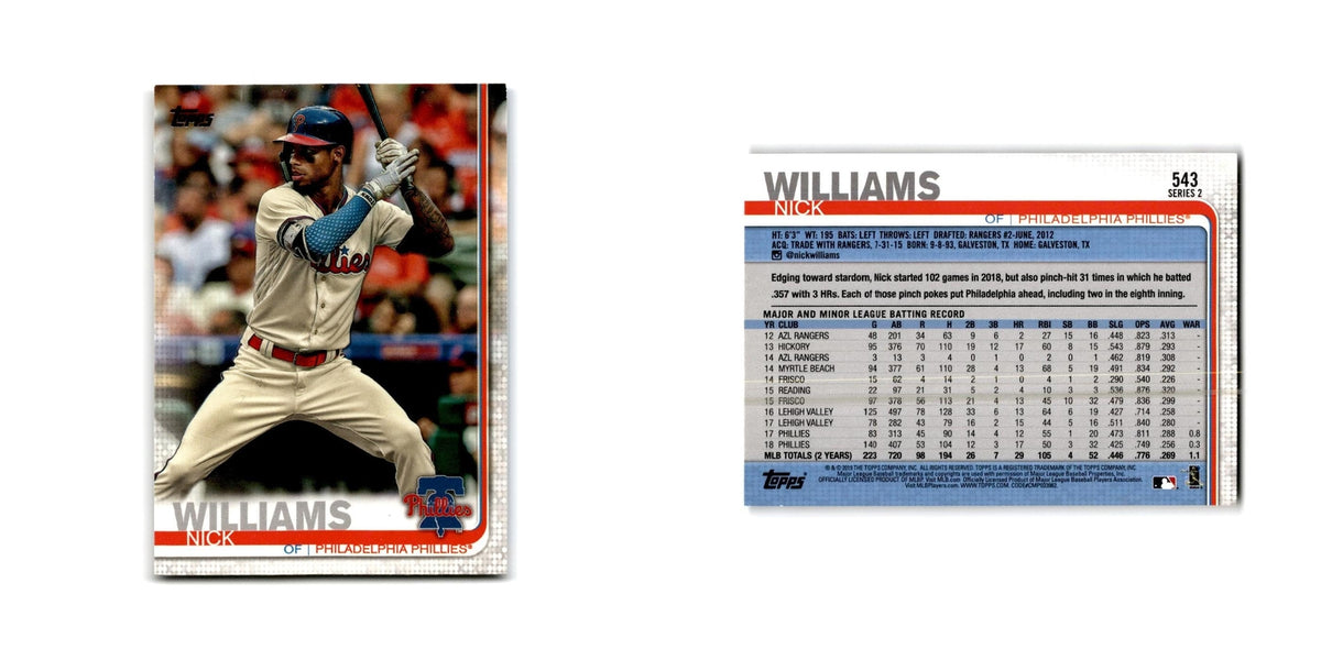 Nick Williams 2019 Topps #543 Philadelphia Phillies Baseball Card NM
