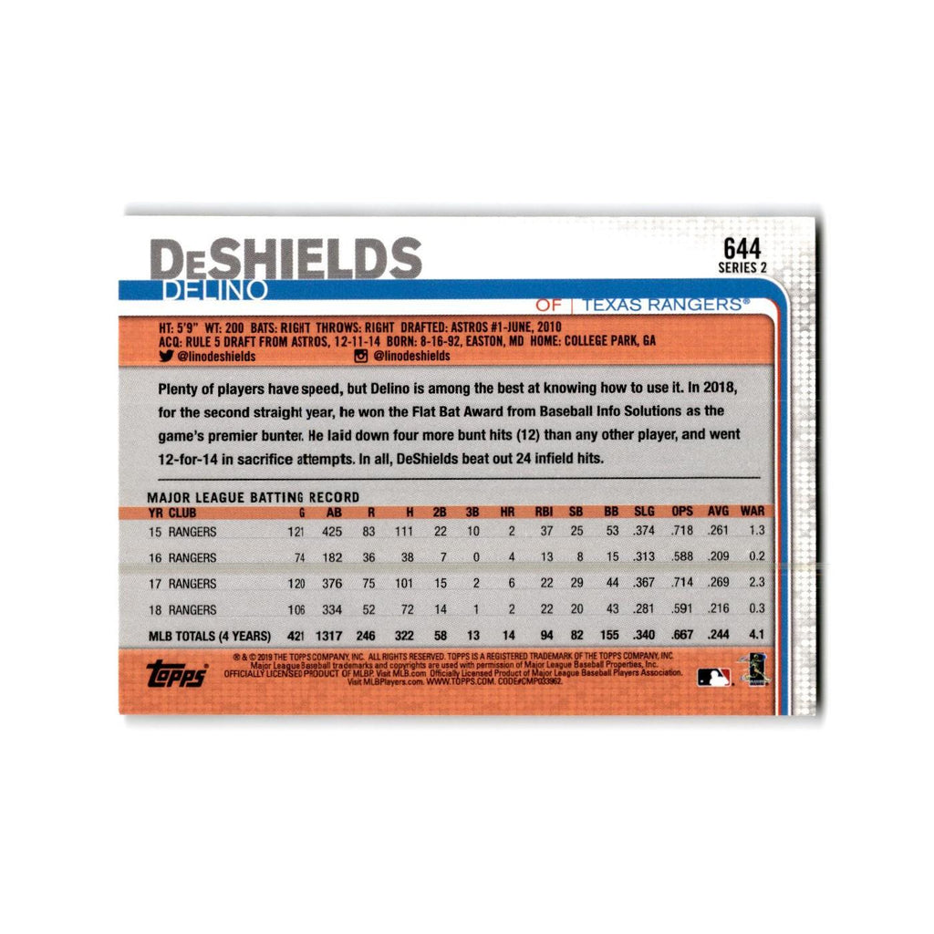 Delino DeShields Jr. 2019 Topps #644 Texas Rangers Baseball Card NM