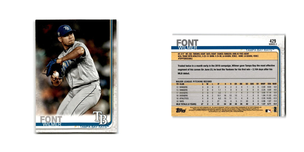 Wilmer Font 2019 Topps #429 Tampa Bay Rays Baseball Card NM