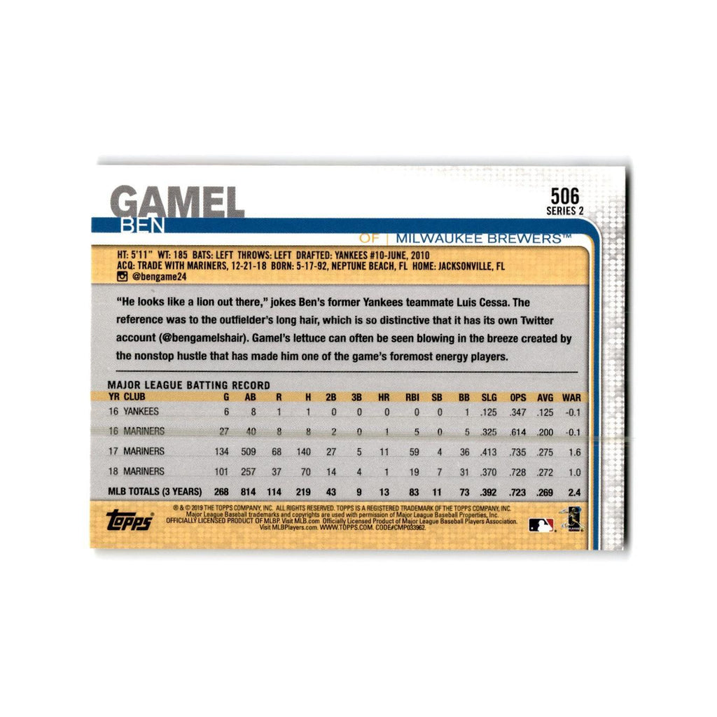 Ben Gamel 2019 Topps #506 Milwaukee Brewers Baseball Card NM