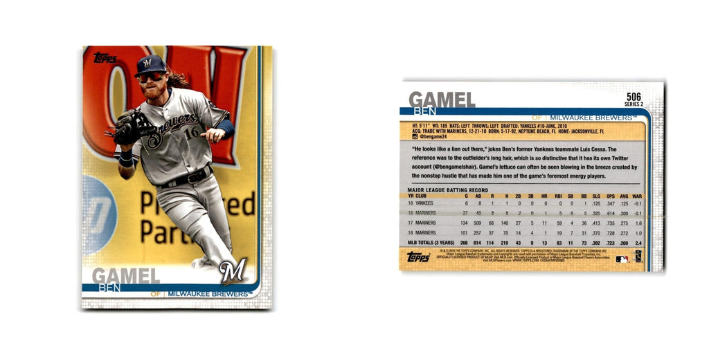 Ben Gamel 2019 Topps #506 Milwaukee Brewers Baseball Card NM