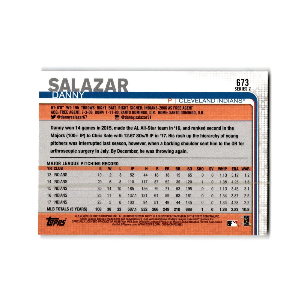 Danny Salazar 2019 Topps #673 Cleveland Indians Baseball Card NM