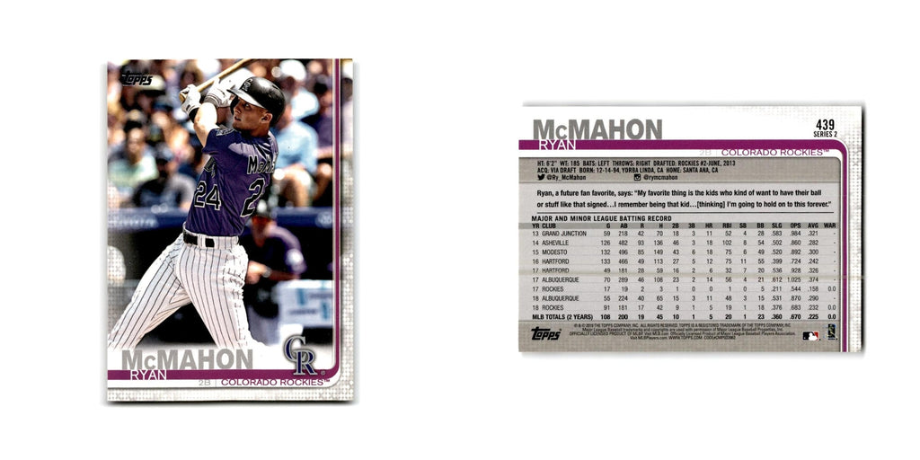 Ryan McMahon 2019 Topps #439 Colorado Rockies Baseball Card NM