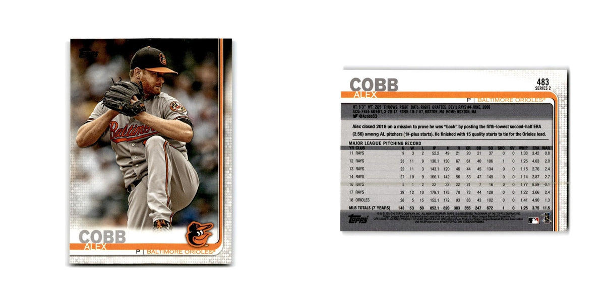 Alex Cobb 2019 Topps #483 Baltimore Orioles Baseball Card NM
