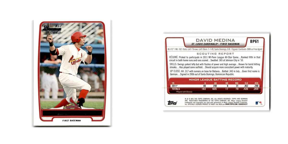 David Medina 2012 Bowman Prospects #BP61 St. Louis Cardinals Baseball Card NM