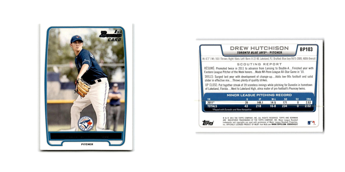 Drew Hutchison 2012 Bowman Prospects #BP103 Toronto Blue Jays Baseball Card NM