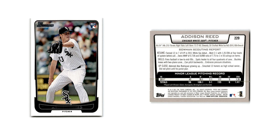 Addison Reed Rookie 2012 Bowman #220 Chicago White Sox Baseball Card NM