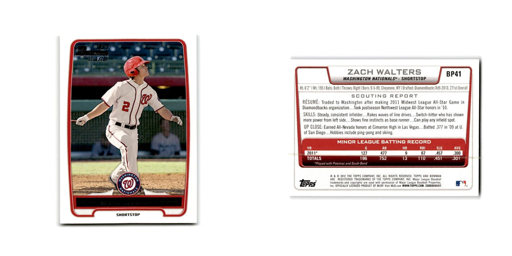 Zach Walters 2012 Bowman Prospects #BP41 Washington Nationals Baseball Card NM
