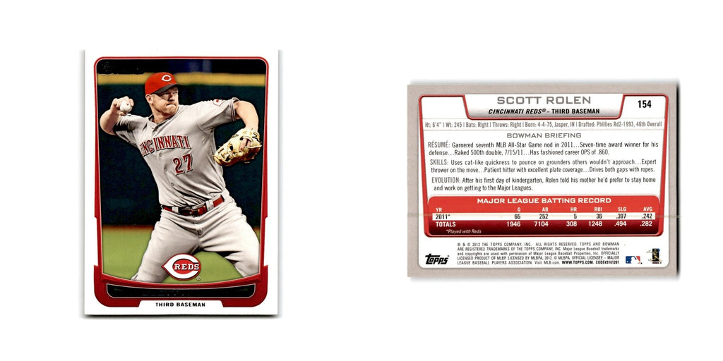 Scott Rolen 2012 Bowman #154 Cincinnati Reds Baseball Card NM