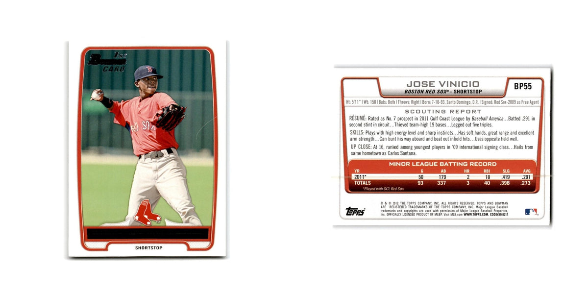 Jose Vinicio 2012 Bowman Prospects #BP55 Boston Red Sox Baseball Card NM