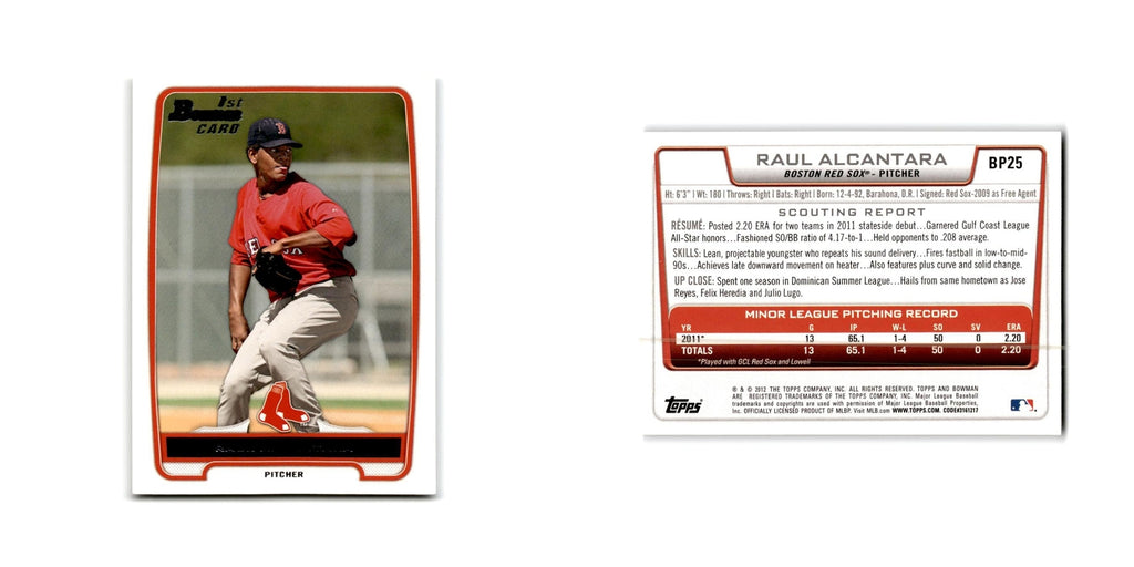 Raul Alcantara 2012 Bowman Prospects #BP25 Boston Red Sox Baseball Card NM