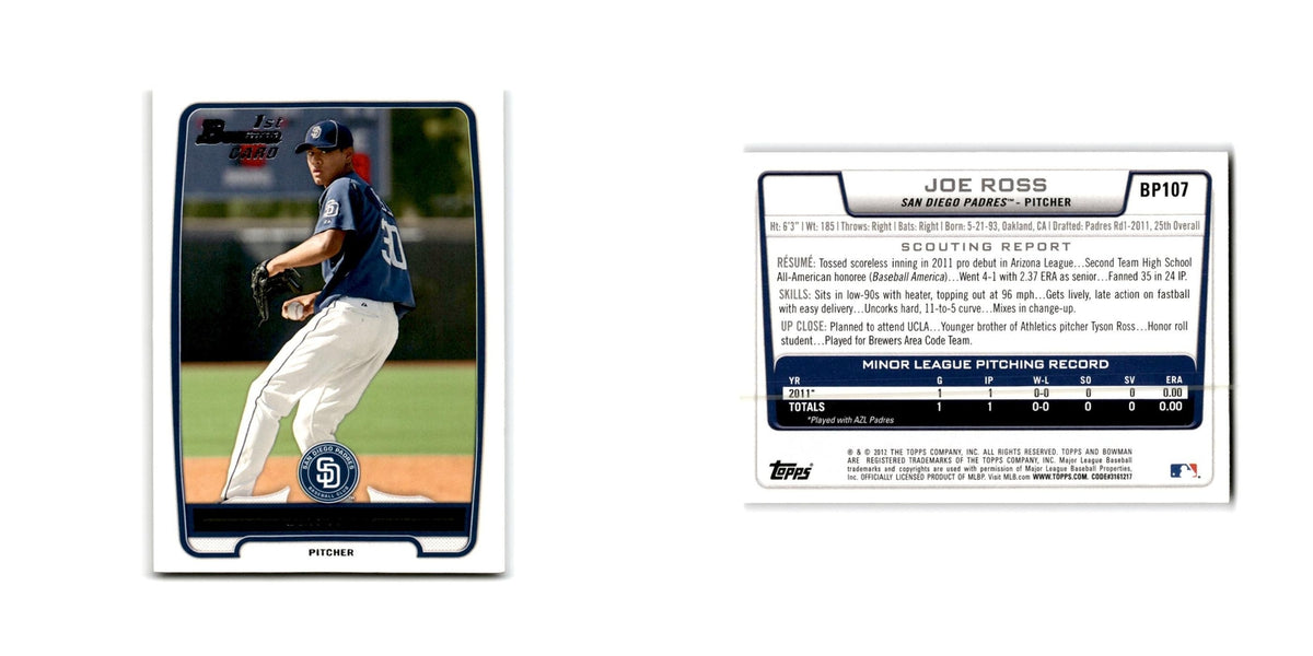 Joe Ross 2012 Bowman Prospects #BP107 San Diego Padres Baseball Card NM