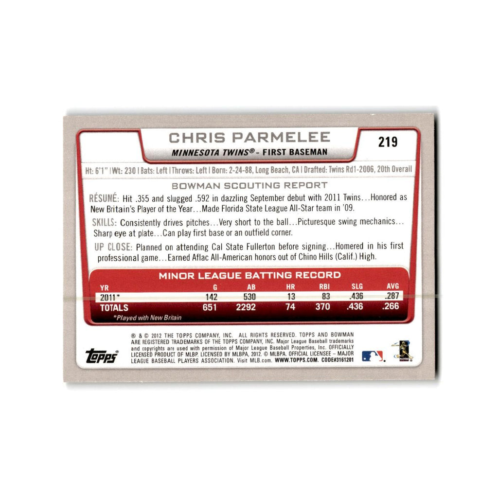 Chris Parmelee 2012 Bowman Gold #219 Minnesota Twins Baseball Card NM
